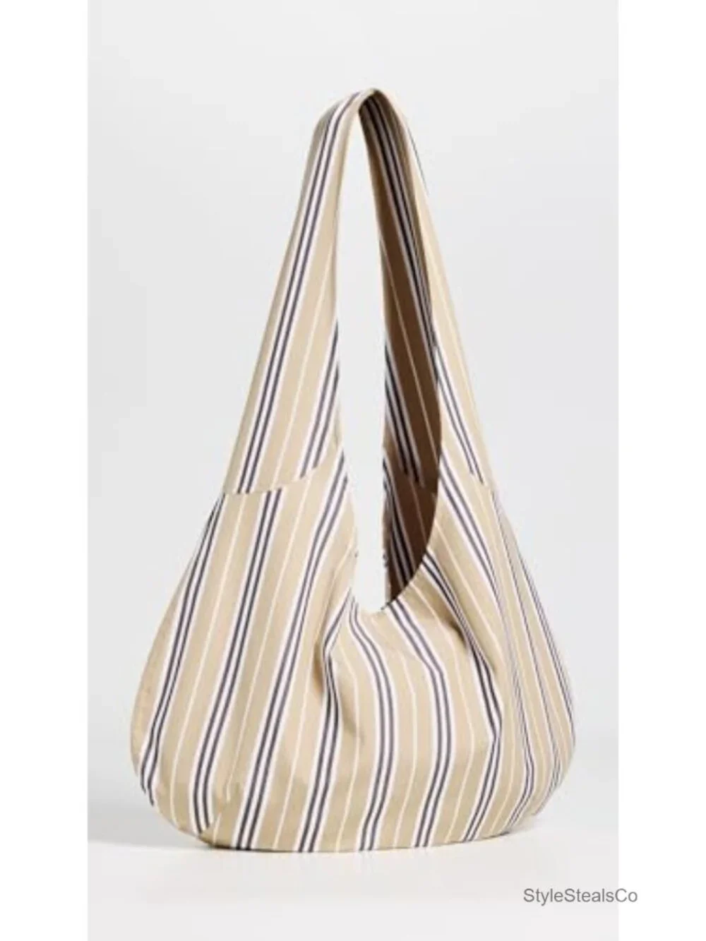 Canvas Hobo Bag with Stripe Print and Shoulder Strap